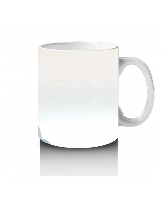 Pembe Kalpli Balonla Penguen Maskotu – Baskılı Kahve Kupası