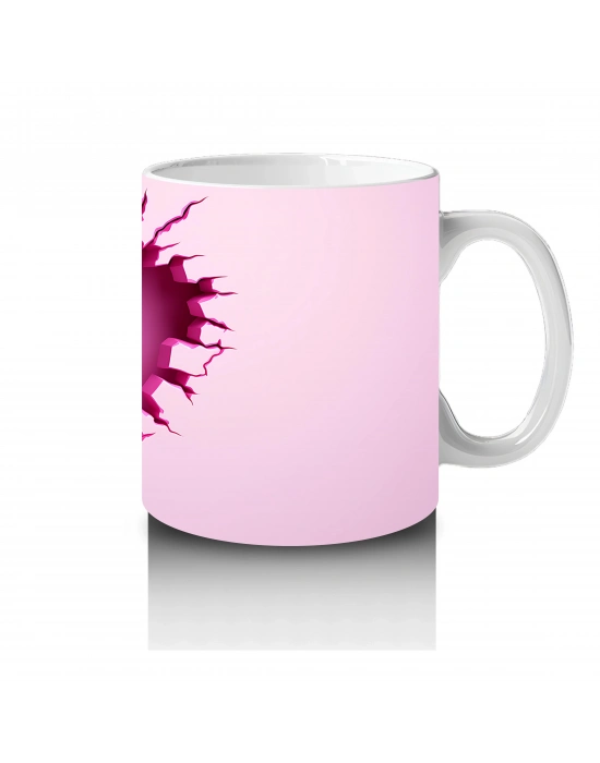 Pembe Kalpli Duvar Önünde Sevimli Zebra – Baskılı Kahve Kupası