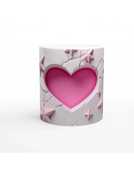 Pembe Kalpli Duvar ve Deniz Yıldızları Temalı Baskılı Kupa Bardak