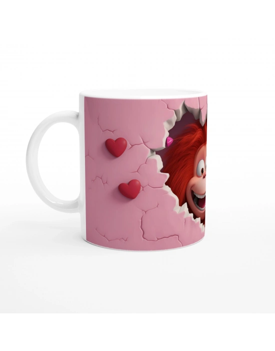 Pembe Kalpli Duvarı Yırtan Neşeli Orangutan Temalı Baskılı Kupa Bardak