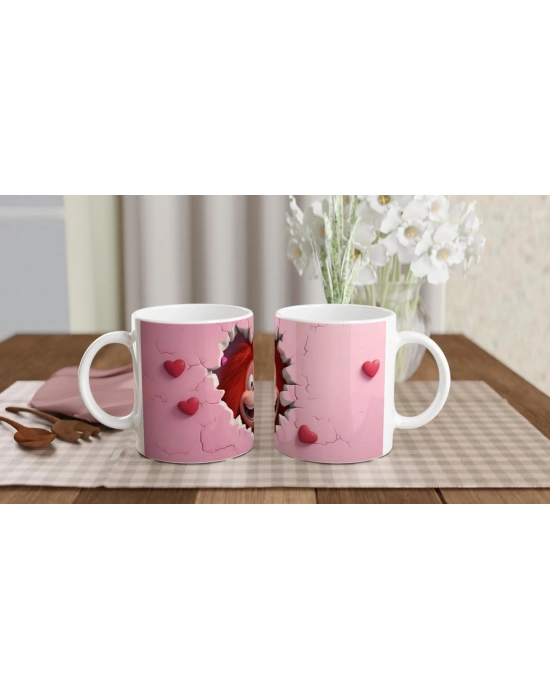 Pembe Kalpli Duvarı Yırtan Neşeli Orangutan Temalı Baskılı Kupa Bardak