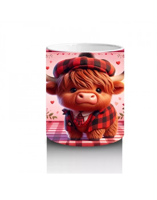 Pembe Kalpli Sahne Üzerinde Şapkalı Boğa – Baskılı Kahve Kupası