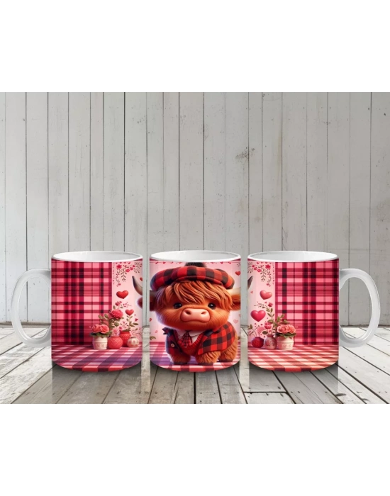 Pembe Kalpli Sahne Üzerinde Şapkalı Boğa – Baskılı Kahve Kupası