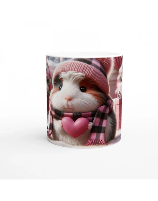 Pembe Kalpli Şapkalı Ginepig Temalı Baskılı Kupa Bardak