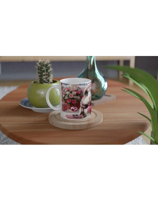 Pembe Kalpli Şapkalı Ginepig Temalı Baskılı Kupa Bardak