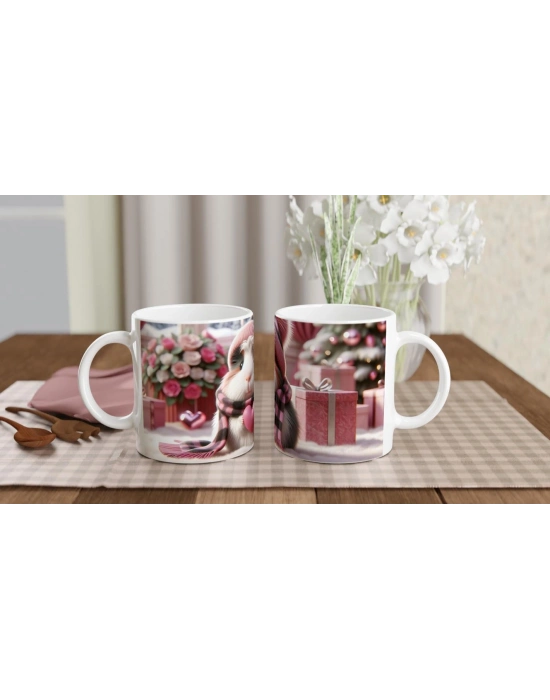 Pembe Kalpli Şapkalı Ginepig Temalı Baskılı Kupa Bardak