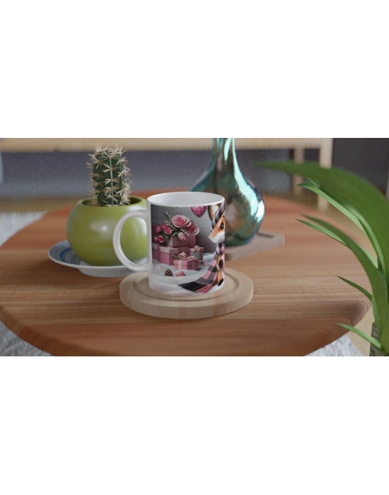 Pembe Kalpli Şirin Tilki Temalı Baskılı Kupa Bardak