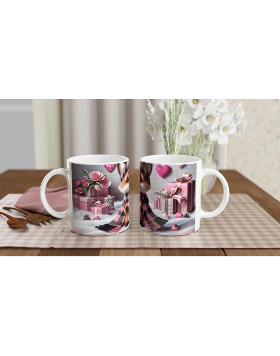 Pembe Kalpli Şirin Tilki Temalı Baskılı Kupa Bardak