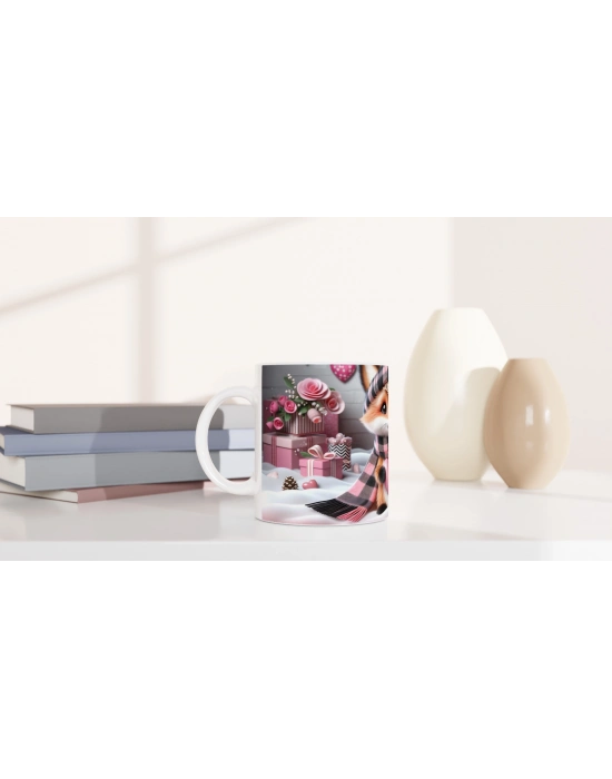 Pembe Kalpli Şirin Tilki Temalı Baskılı Kupa Bardak