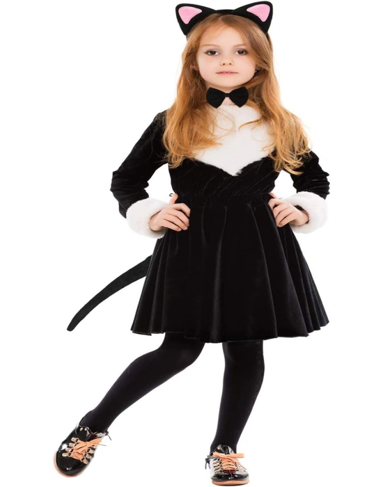 Pembe Kedi Seti - Taç, Kuyruk, Papyon Çocuk Boy