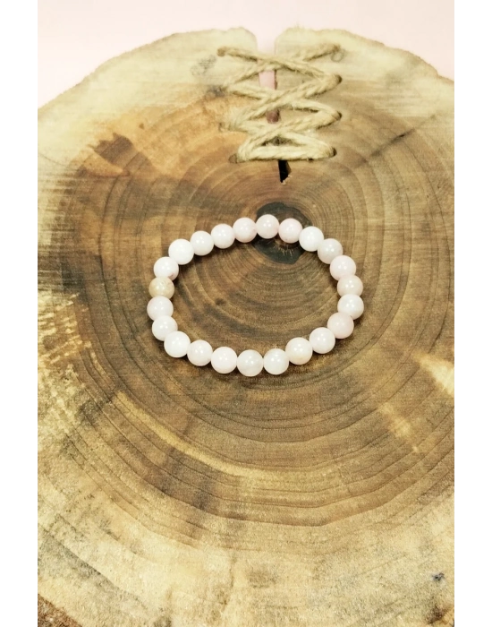 Pembe Kuvars Doğal Taş Bileklik Kutulu