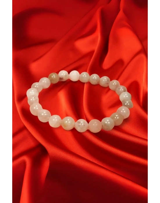 Pembe Kuvars Doğal Taş Bileklik Kutulu