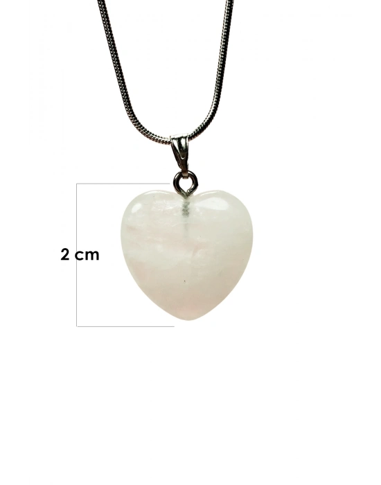 Pembe Kuvars Doğal Taşı Zincirli El Yapımı Kolye Uç: 2 cm Zincir: 20 cm Kutulu