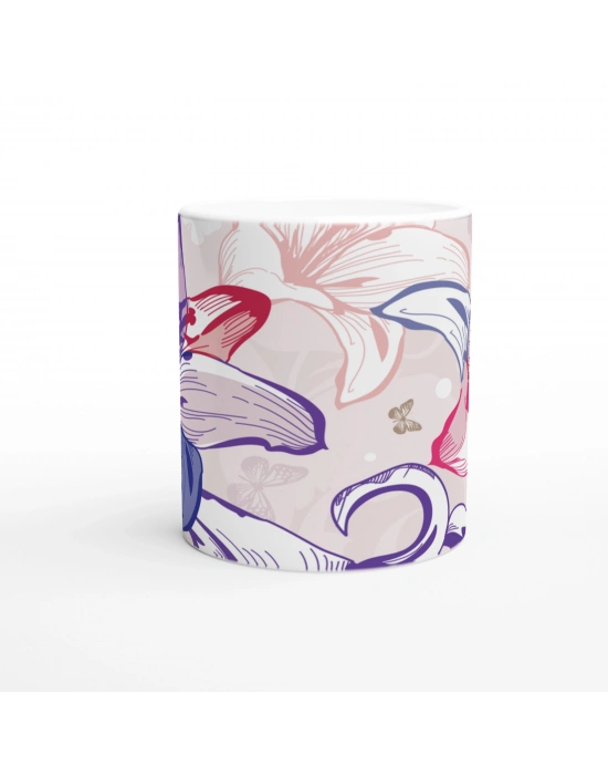 Pembe Lale Çizimli Kupa Bardak