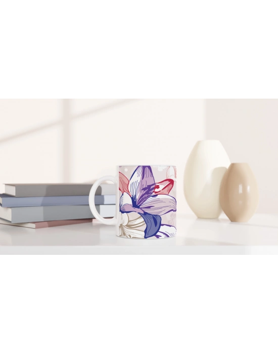 Pembe Lale Çizimli Kupa Bardak