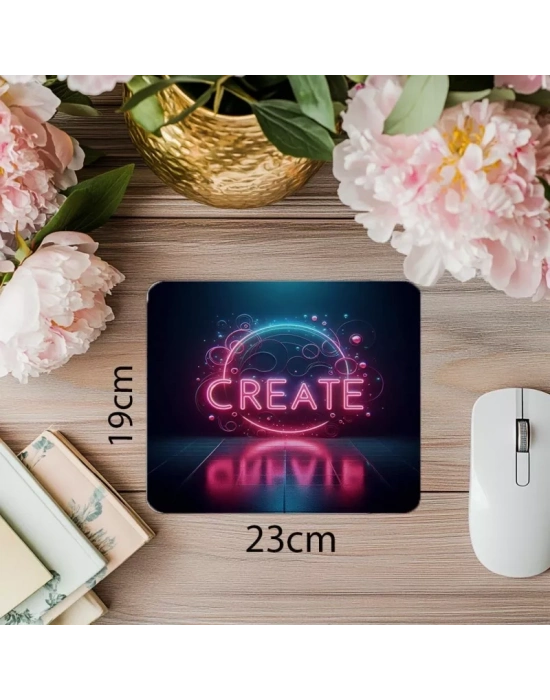 Pembe Mavi Işıklı Yaratıcı Mouse Pad Tasarımı - 19x23 cm 2 mm Dikdörtgen İthal Baskılı Mouse Pad