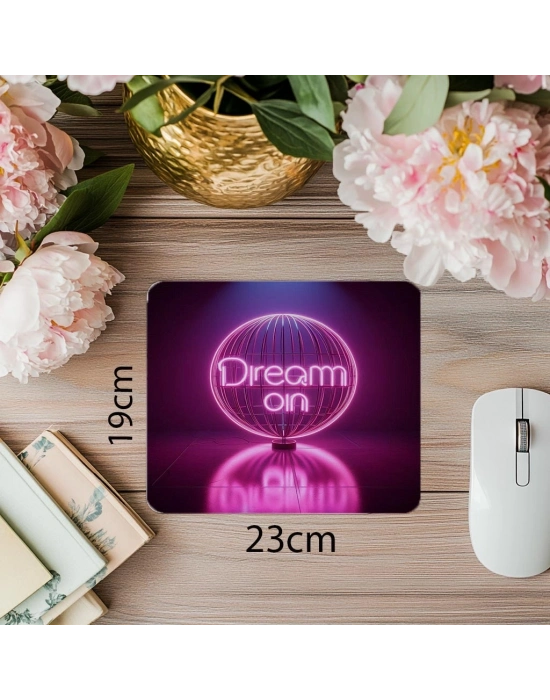 Pembe Mor Neon Glow Efektli Mousepad - 19x23 cm 2 mm Dikdörtgen İthal Baskılı Mouse Pad