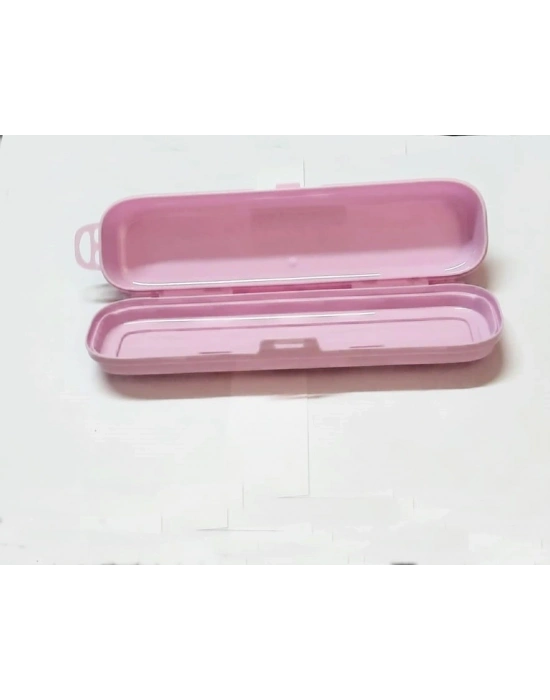 Pembe Multi Renkli Kapaklı Kalemlik Kutusu -çanta İçi Saklama - Diş Fırçası - Makyaj Fırçası Kutu