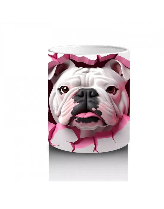 Pembe Patlak Duvar Arasından Buldog – Baskılı Kahve Kupası