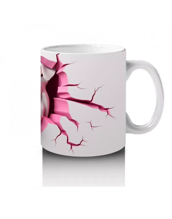 Pembe Patlak Duvar Arasından Buldog – Baskılı Kahve Kupası