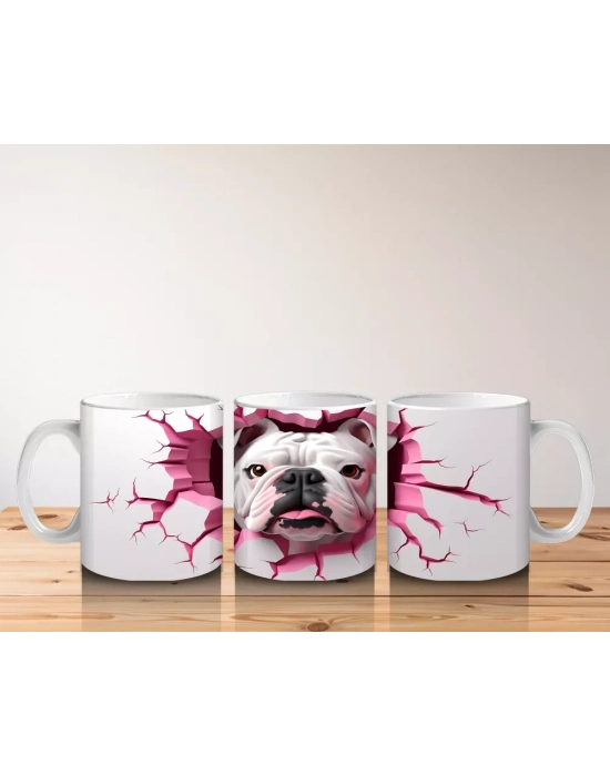 Pembe Patlak Duvar Arasından Buldog – Baskılı Kahve Kupası