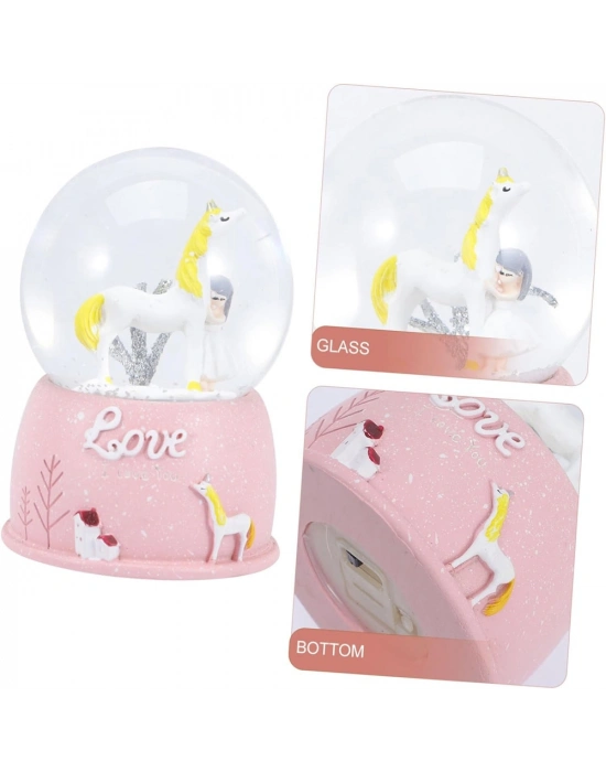 Pembe Peluş Ayıcık, Kar Küresi Ve Pembe Çikolata Not Defteri Hediye Seti