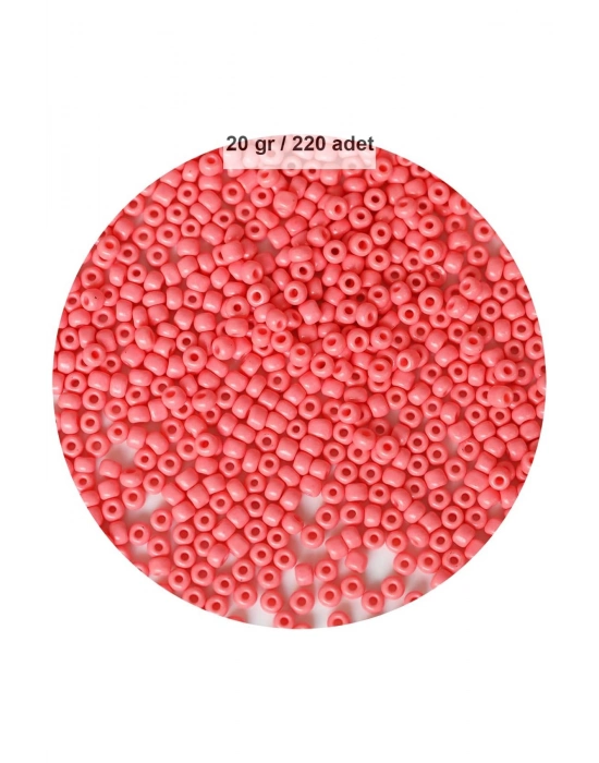 Pembe Renk 4 mm Yaklaşık 220 adet/20 gram Cam Boncuk Oya Yazma Bileklik ve Kolye