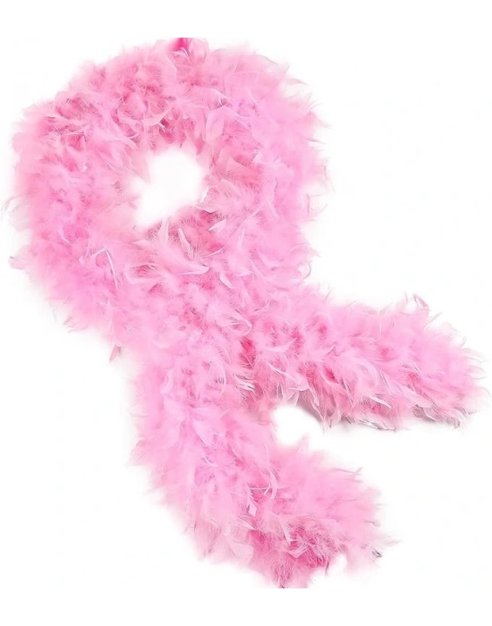 Pembe Renk Kabarık Kalın Otriş Boa Tüy 6 Cm Genişlik 180-200 Cm Uzunluk