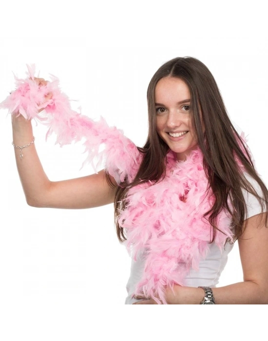 Pembe Renk Kabarık Kalın Otriş Boa Tüy 6 Cm Genişlik 180-200 Cm Uzunluk