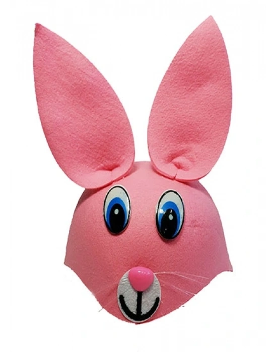 Pembe Renk Kulaklı Tavşan Şapkası Hayvan Şapkası