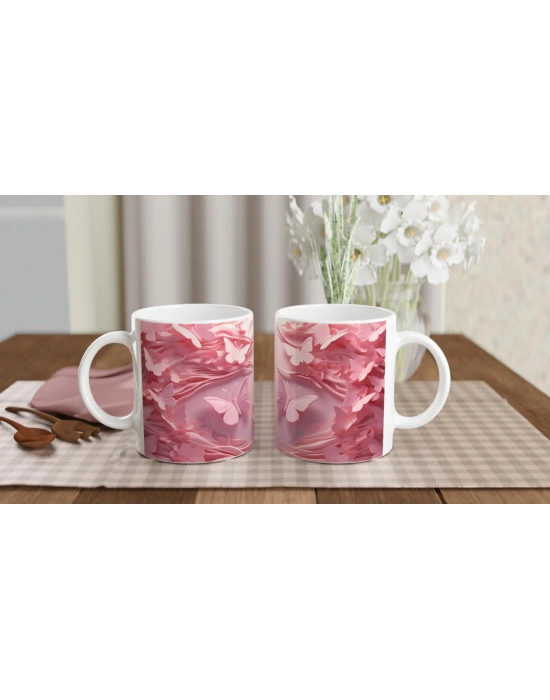 Pembe Rüyalar Kelebek Temalı Baskılı Kupa Bardak