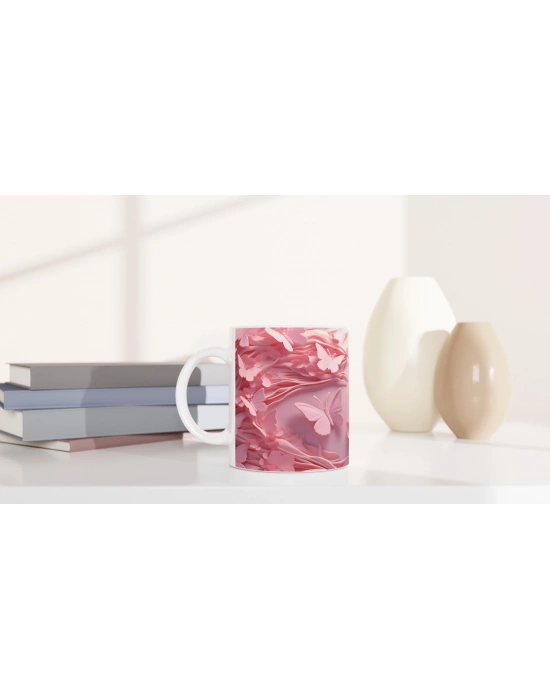 Pembe Rüyalar Kelebek Temalı Baskılı Kupa Bardak