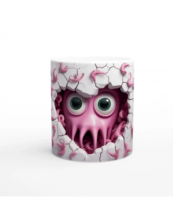 Pembe Sevimli Ahtapot Canavar Temalı Baskılı Kupa Bardak
