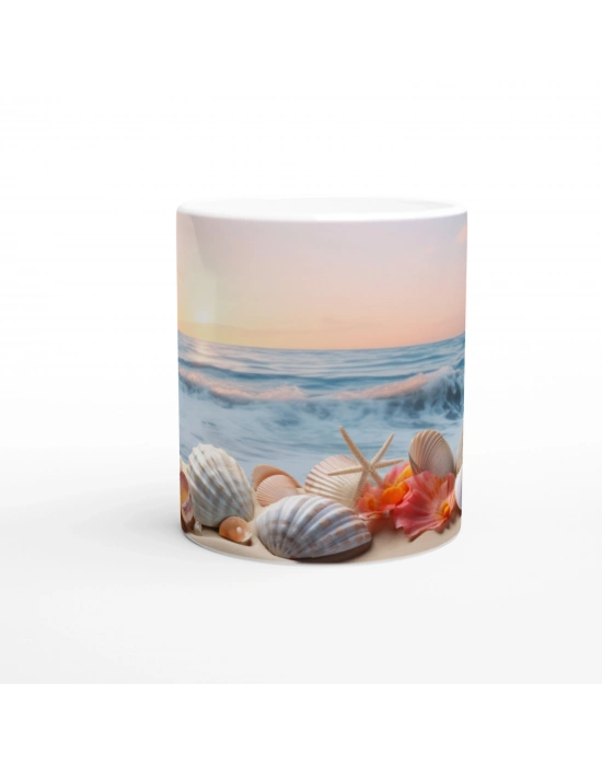 Pembe Ufukta Deniz Kabuğu Kupa Bardak