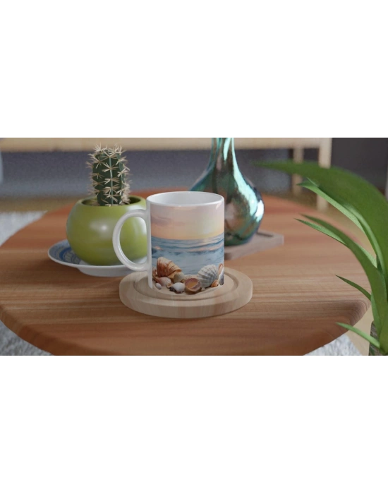 Pembe Ufukta Deniz Kabuğu Kupa Bardak