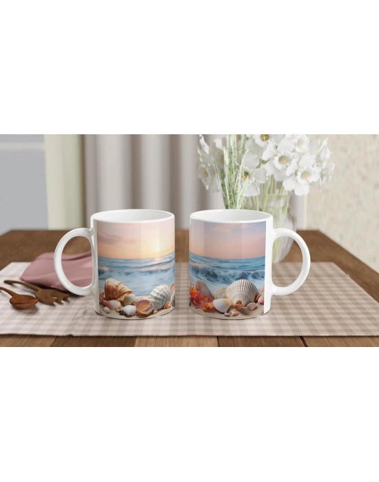 Pembe Ufukta Deniz Kabuğu Kupa Bardak