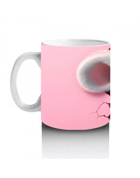 Pembe Zemin Üzerinde Sevimli Fare – Baskılı Kahve Kupası