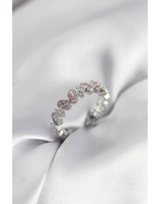 ® Pembe Zirkon Taşlı Kelebek Model Kadın Yüzük