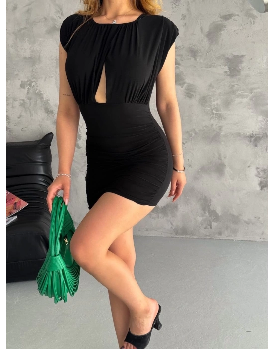 Pencereli mini mikro elbise s3843