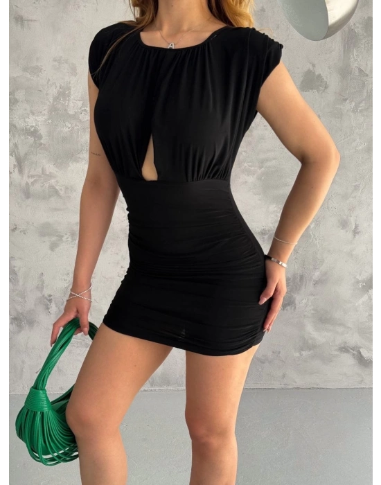 Pencereli mini mikro elbise s3843