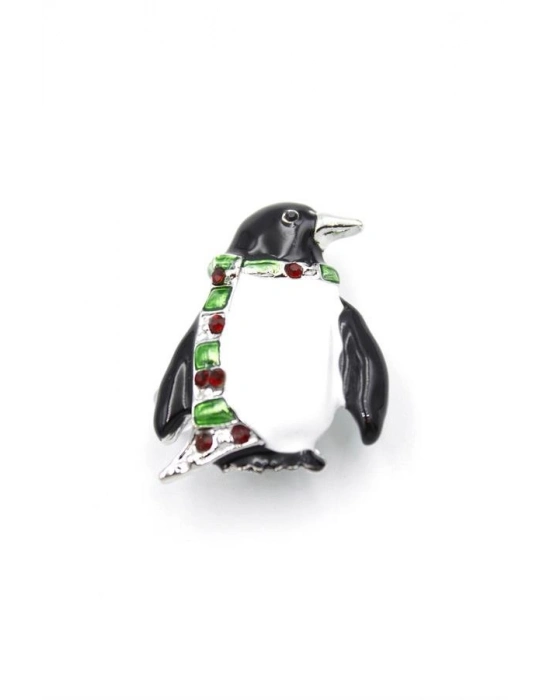 Penguen Broş - Beyaz