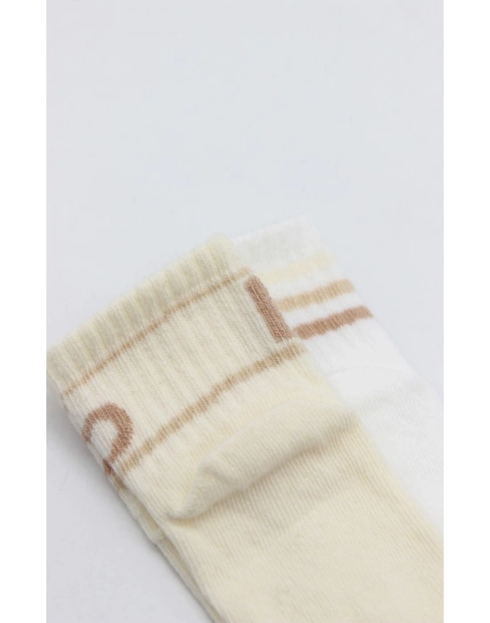 Penye Kaymaz Soket Çorap 2li 10144 Bej Ekru
