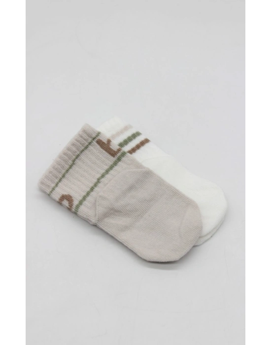 Penye Kaymaz Soket Çorap 2li 10144 Taş Ekru