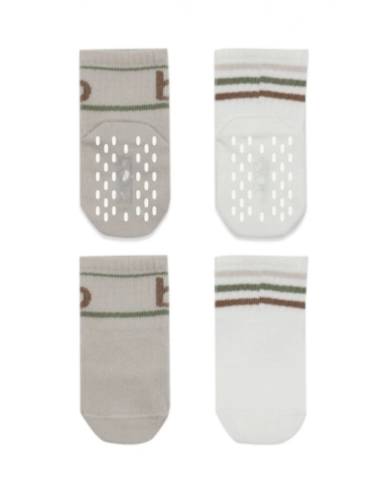 Penye Kaymaz Soket Çorap 2li 10144 Taş Ekru