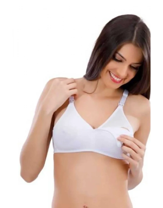 Penye Pamuklu Emzirme Sütyeni Beyaz