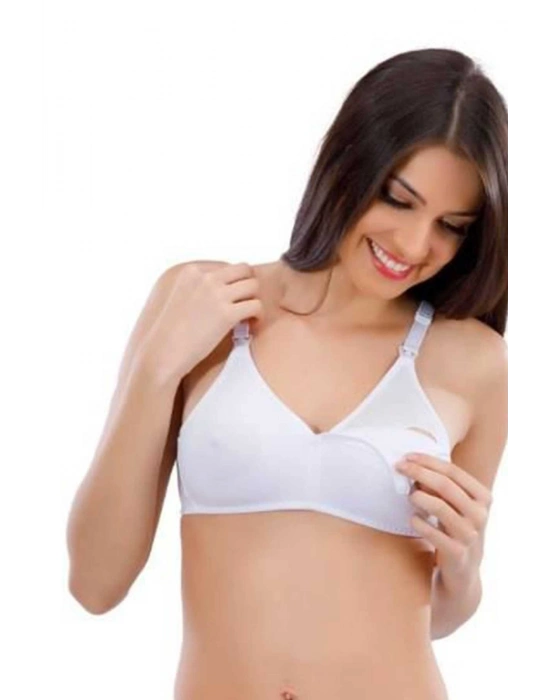 Penye Pamuklu Emzirme Sütyeni Beyaz