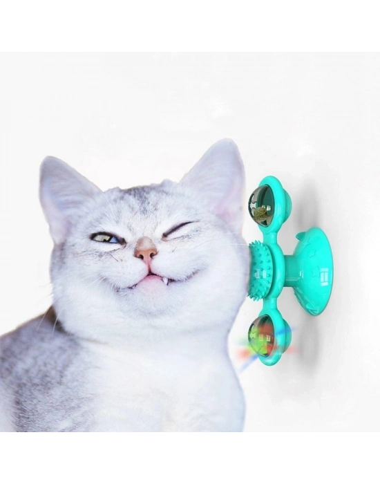 ®  Pet Malzemeleri Vantuzlu Fırıldak Toplu Dönen Şeffaf Depo Tasarım İnteraktif Kedi Oyuncağı