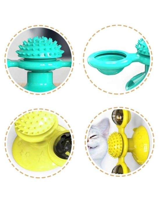 ®  Pet Malzemeleri Vantuzlu Fırıldak Toplu Dönen Şeffaf Depo Tasarım İnteraktif Kedi Oyuncağı