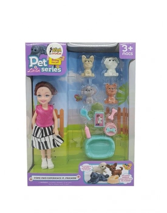 Pet Shop - Bebekli Köpek Bakım Seti - 7722-3 - Esmer