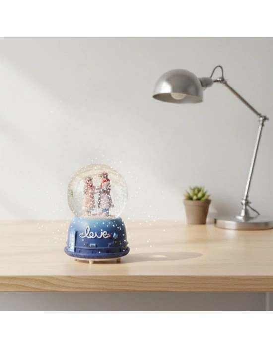® Pilli Işıklı Müzikli Kar Küresi–El Ele Sevgili Figürlü Eğlenceli Masaüstü Biblo, LED Aydınlatmalı Dekoratif Hediyelik Kar Küresi